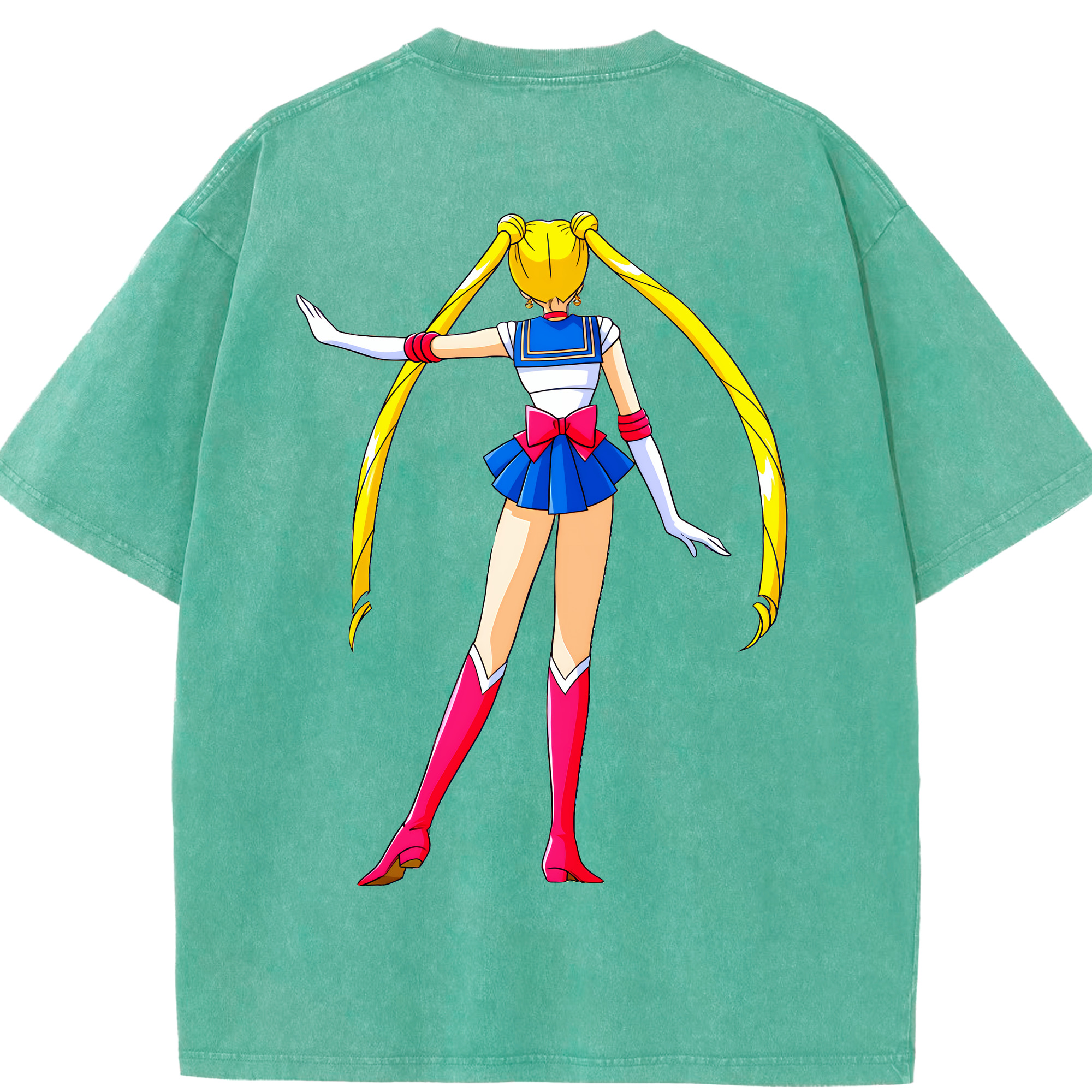 （画像用） 美少女戦士セーラームーン 月野 うさぎ つきの うさぎ Sailor Moon Tsukino Usagi 綿100% ヴィンテージ風 半袖Tシャツ（背面プリント）